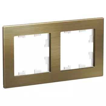 Рамка двухместная Schneider Electric AtlasDesign Nature ATN312202 металл латунь