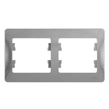 Рамка двухместная Schneider Electric Glossa GSL000302 алюминий