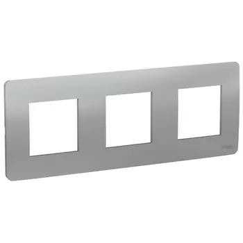 Рамка трехместная NU200630 Schneider Unica New алюминий