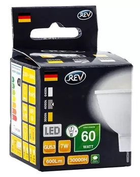 REV GU5.3 7W 4000K Е-27 MR16, Лампа светодиодная