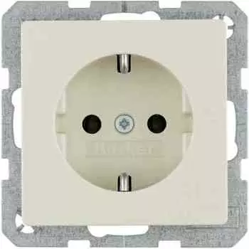 Розетка Berker Q.1 с заземлением 16А/250 В~ с защитой от детей слоновая кость с эффектом бархата
