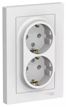 Розетка двойная с заземлением ATN000124 Schneider Electric AtlasDesign белый