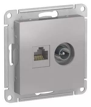 Розетка двойная ТВ компьютерная ATN000389 Schneider Electric AtlasDesign RJ-45 кат. 5е алюминий