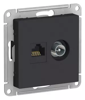 Розетка двойная ТВ компьютерная ATN001089 Schneider Electric AtlasDesign RJ-45 кат. 5е карбон