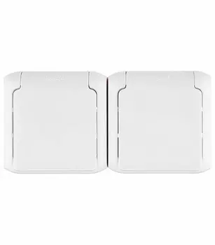 Розетка двойная влагозащищенная с крышкой LeGrand Quteo белая с заземлением