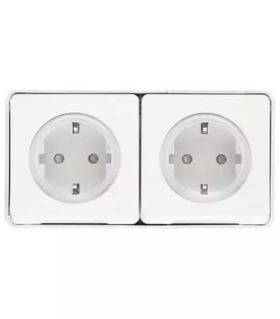 Розетка двойная влагозащищенная Schneider Electric Mureva S о/у с заземлением белая со шторками