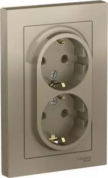 Розетка двухместная Schneider Electric AtlasDesign ATN000524 шампань