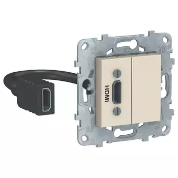 Розетка HDMI одинарная с выносным разъемом Schneider Unica New бежевый NU543044