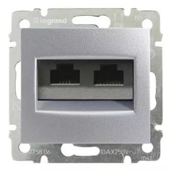 Розетка компьютерная двойная LeGrand Valena Classic RJ45 категории 5e UTP алюминий