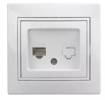 Розетка компьютерная Intro Plano RJ45 Б0027621 однопостовая белый
