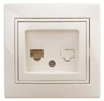 Розетка компьютерная Intro Plano RJ45 Б0027622 однопостовая слоновая кость