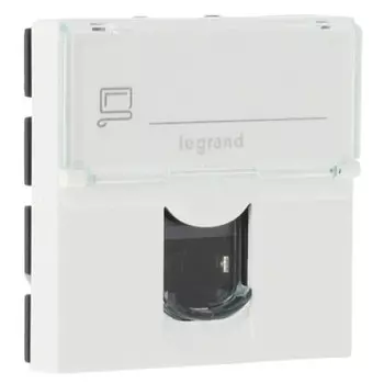 Розетка компьютерная Legrand Mosaic New RJ45 076554 2 модуля 5E UTP одноместная белая