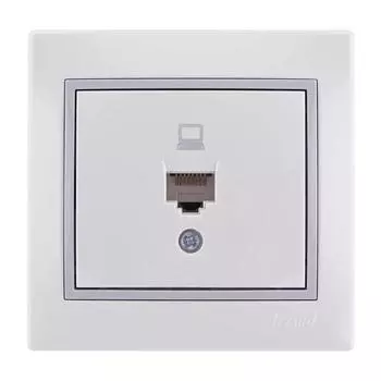 >Розетка компьютерная Lezard Mira с серой вставкой