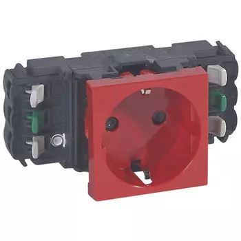 Розетка Legrand Mosaic 077421 одноместная с заземлением и защитными шторками красная