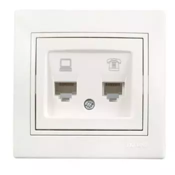 Розетка Lezard Mira 701-0202-143 RJ45 CAT5 RJ11 белая