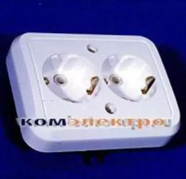 Розетка Москвичка РС10-829 С-402 двухместная белая