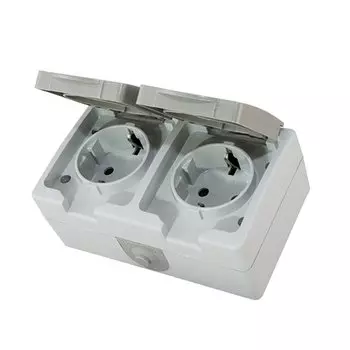 Розетка TDM Electric о/у 2 гнезда с/з и шторками с крышкой 16А 230В IP54