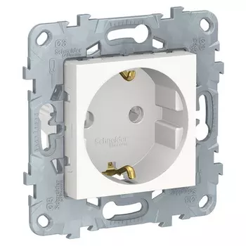 Розетка с заземлением с защитными шторками Schneider Unica New NU503718 16A/250 В винтовой зажим белый