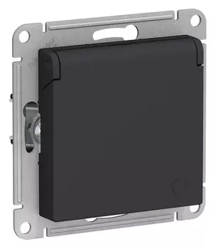 Розетка с заземлением со шторками ATN001046 Schneider Electric AtlasDesign 16А карбон