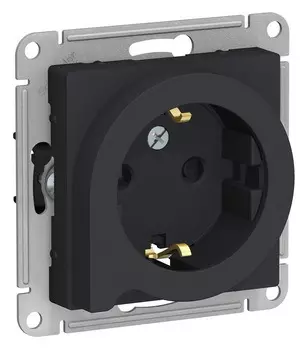 Розетка с заземлением со шторкамии и выталкиванием ATN001047 Schneider Electric AtlasDesign 16А карбон