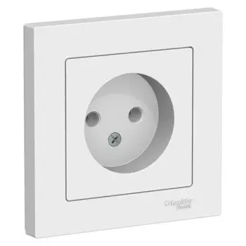 Розетка Schneider Electric AtlasDesign ATN000144 одноместная с заземлением и защитными шторками белая