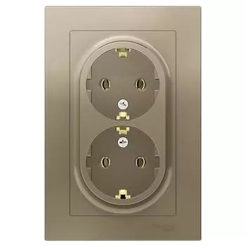 Розетка Schneider Electric AtlasDesign ATN000524 двухместная с заземлением шампань
