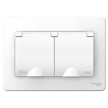 Розетка Schneider Electric Blanca BLNRS441121 двухместная с заземлением и защитными шторками с крышками белая