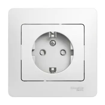 Розетка Schneider Electric Glossa GSL000144 одноместная с заземлением и защитными шторками белая