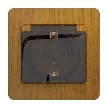 Розетка Schneider Electric Glossa GSL000546 одноместная с заземлением и защитными шторками с крышкой дуб