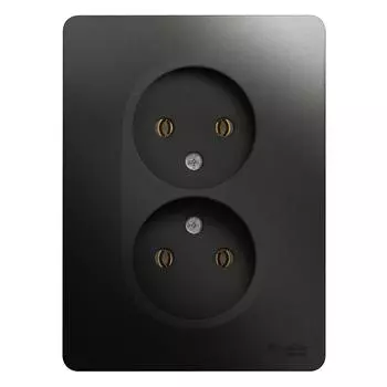 Розетка Schneider Electric Glossa GSL000720 двухместная без заземления антрацит