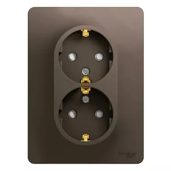 Розетка Schneider Electric Glossa GSL000826 двухместная с заземлением и защитными шторками шоколад