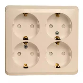 Розетка Schneider Electric Этюд PA16-208K четырехместная Кремовая