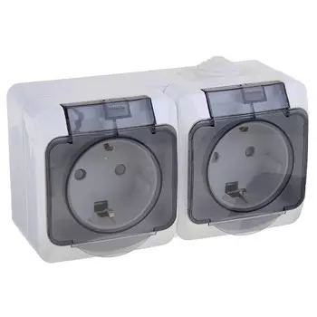 Розетка Schneider Electric Этюд PA16-244B IP44 двухместная с заземлением и защитными шторками белая