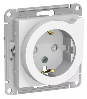 Розетка со шторками ATN000147 Schneider Electric AtlasDesign с заземлением и выталкивателем 16А белый