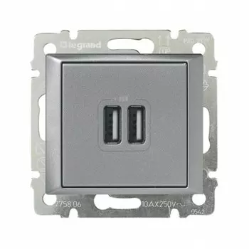 Розетка USB двойная LeGrand Valena алюминий 770270