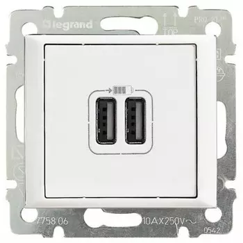 Розетка USB двойная LeGrand Valena белый глянец 770470