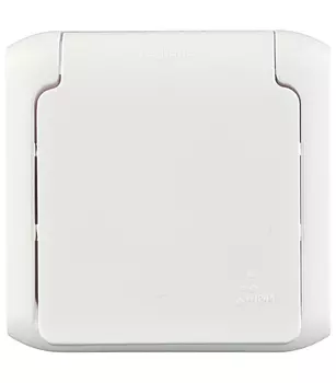 Розетка влагозащищенная LeGrand Quteo 782321 о/y с крышкой с заземлением белая