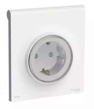Розетка встраиваемая Odace Schneider Electric белая 2P + E со шторками