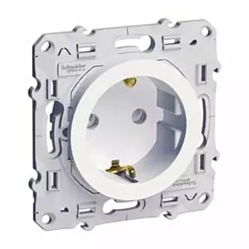 Розетка встраиваемая Schneider Electric Odace с защитными шторками белая