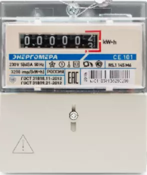 Счетчик электроэнергии однофазный однотарифный Энергомера CE101 R5.1 145 M6