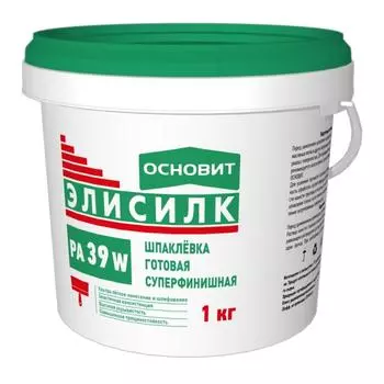 Шпаклевка готовая суперфинишная Основит Элисилк PA39 W супербелая 1 кг