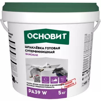 Шпатлевка готовая суперфинишная Основит Элисилк PA39 W 5 кг