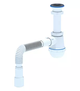 Сифон для мойки АНИ Пласт A0115 1 1/2"х40 с гибким соединением с решеткой