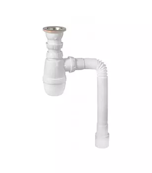 Сифон для мойки WIRQUIN PRO 30718026 с выпуском 1 1/2"х40 мм с выпускоми и гибким соединением