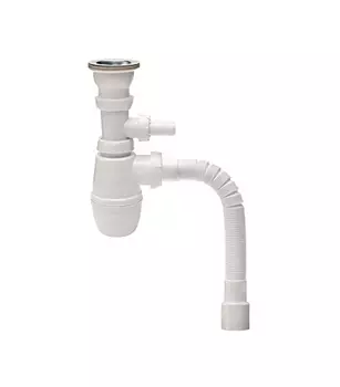 Сифон для мойки WIRQUIN PRO 30718030 1 1/2"х40 мм с выпуском с отводом и гибким соединением