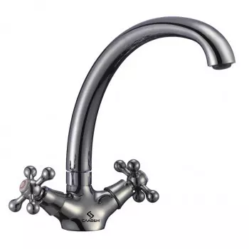 Смеситель для мойки двуручный с высоким изливом Славен Прораб СЛ-ДВ-О11