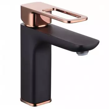 Смеситель для раковины Iddis Slide SLIBG00I01 черный/розовое золото