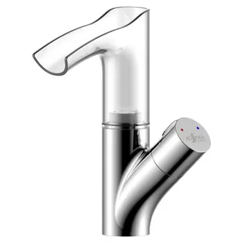 Смеситель для раковины Rossinka Z35-30 с прозрачным каскадным изливом и LED-подсветкой