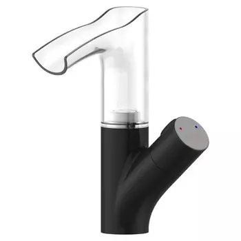 Смеситель для раковины Rossinka Z35-30B с прозрачным каскадным изливом и LED-подсветкой