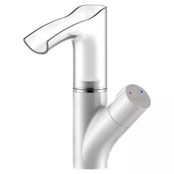 Смеситель для раковины Rossinka Z35-30W с прозрачным каскадным изливом и LED-подсветкой